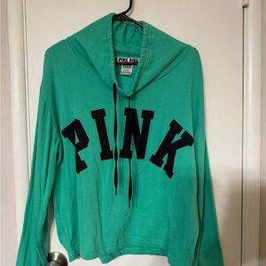 PINK Victoria's Secret Teal Cowl Neck Sweater